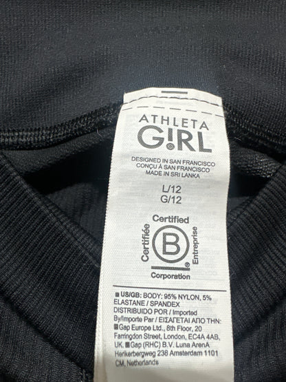 Girls Size 12 (Large) Athleta Girl Black Ribbed Compression Leggings - Very Good Used Condition