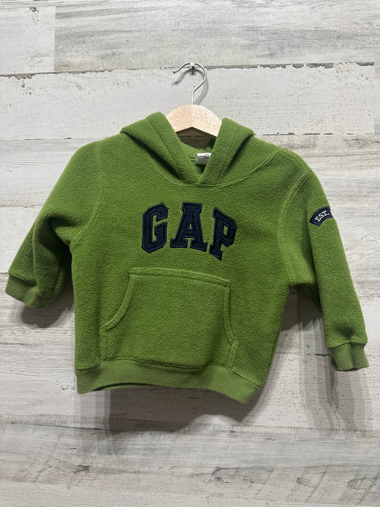 Boys Size 12-18m Baby Gap Green Fleece Hoodie - Good Used Condition