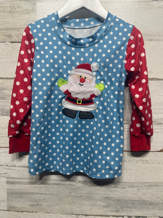 Size 2t Santa Appliqué Polka Dot Shirt - Good Used Condition