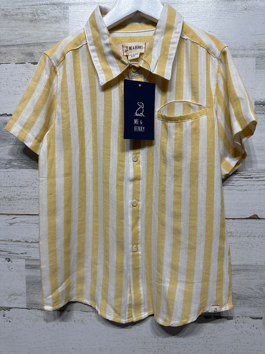 Boys New Size 8/9 Years Me & Henry Lemon Striped Newport Short Sleeved Shirt - New With Tags