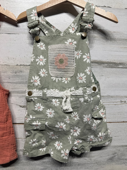 4T Cat & Jack Romper and Size 4 Floral Overalls VGUC
