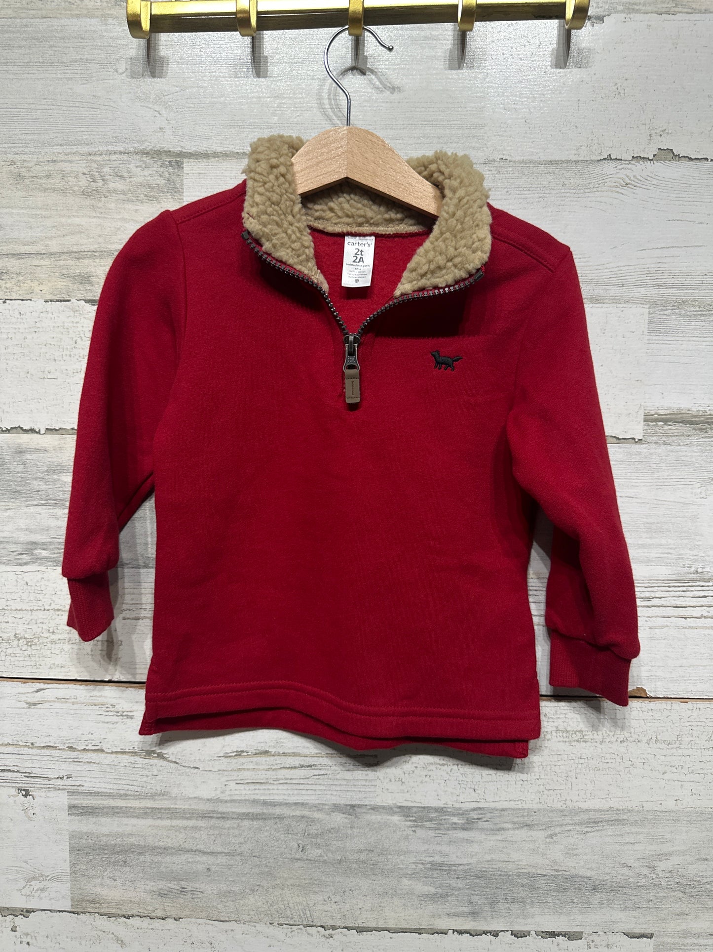 Boys Preowned Size 2t Carter’s Red Quarter Zip Pullover - Very Good Used Condition