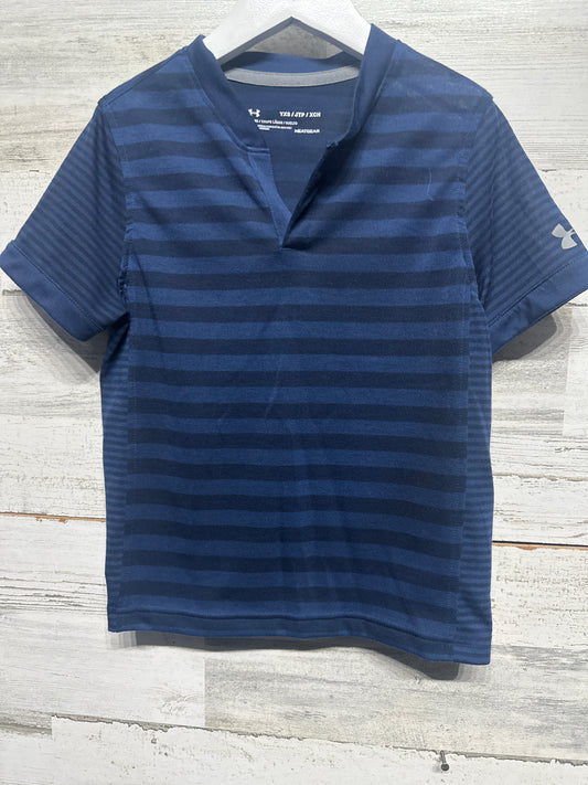 Under Armour YXS Heatgear Blue Striped Shirt VGuC