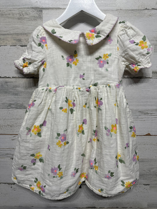 Girls Size 4t Cat and Jack Floral Collared Dress - Very Good Used Condition