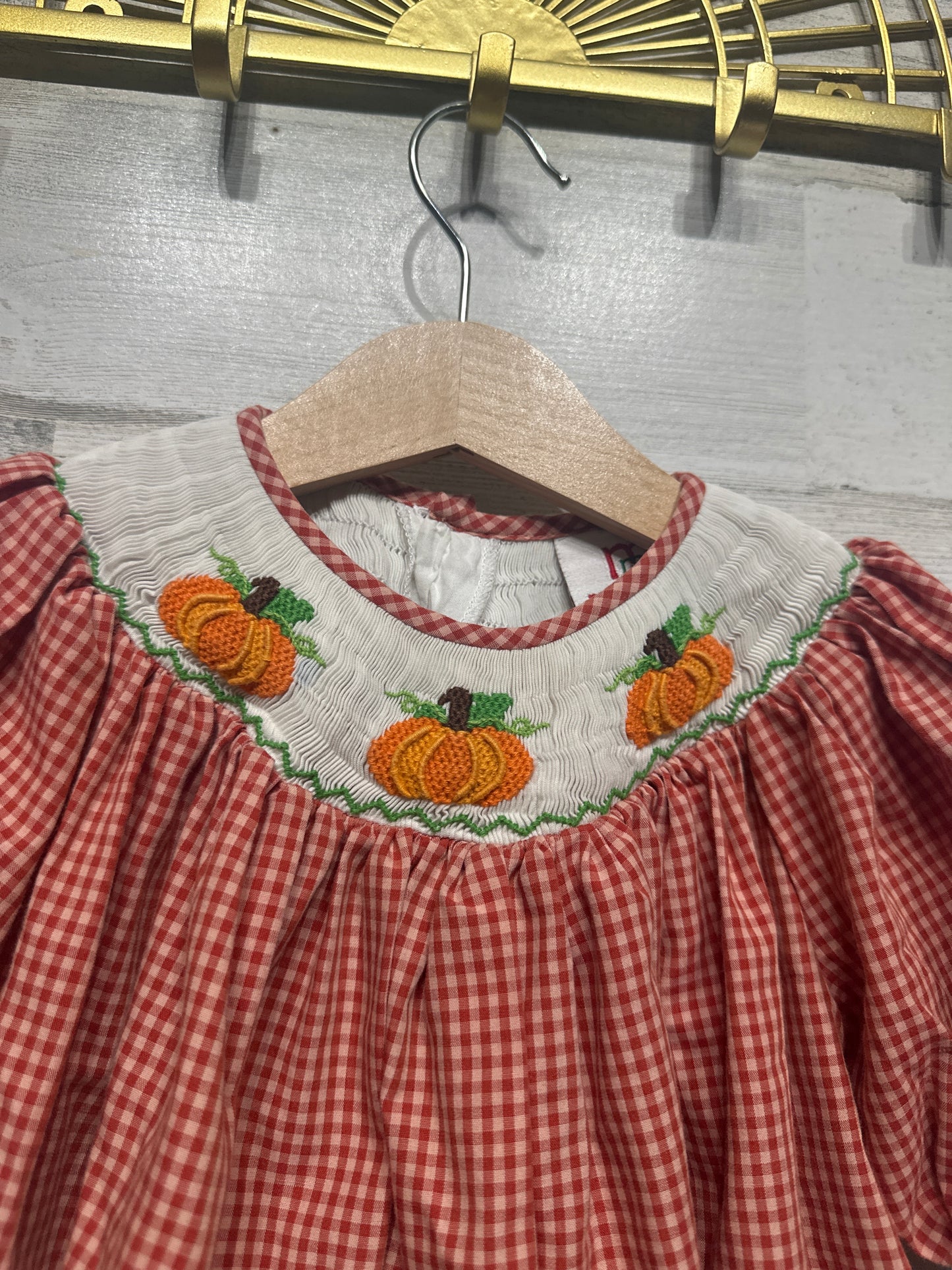 Girls Size 2t Mom & Me Smocked Pumpkin Dress - Good Used Condition