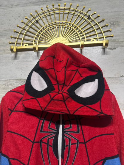 Boys Size 8 Spiderman Hooded Fleece One Piece Zip Up - Good Used Condition
