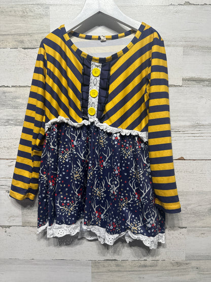 Girls Size 7-8 Navy and Yellow Tunic - Good Used Condition