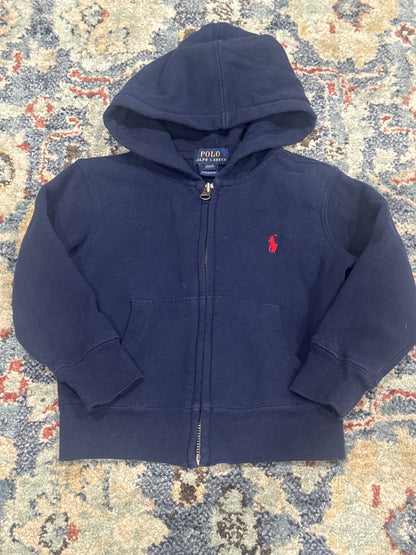 Polo Ralph Lauren Boys 2 / 2T Navy Blue Full Zip Hooded Jacket VGUC