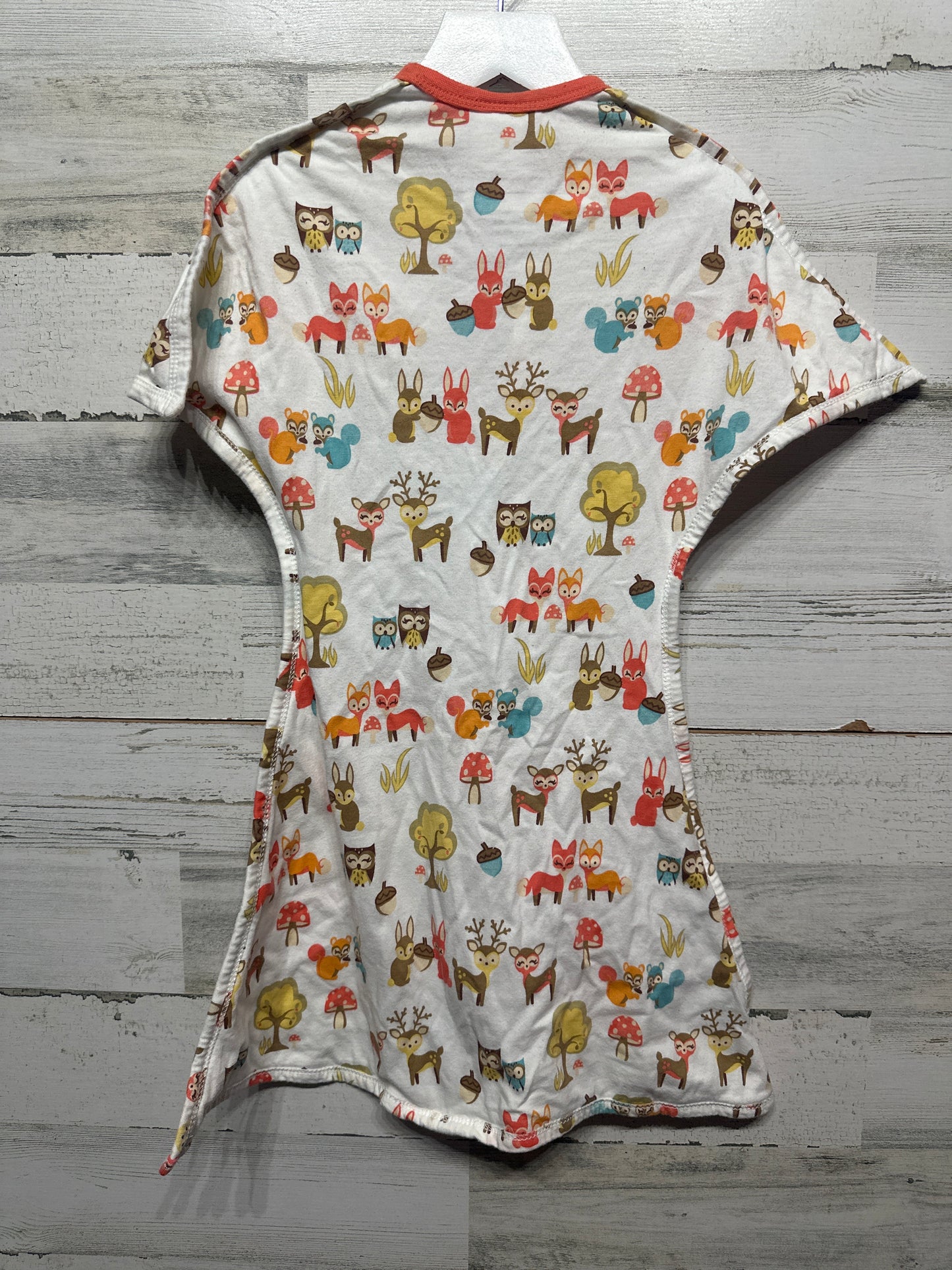 Sleeping Baby - Arms In Cotton Sleep Sack - Woodland Animals - Size Small 4-8m - Good Used Condition