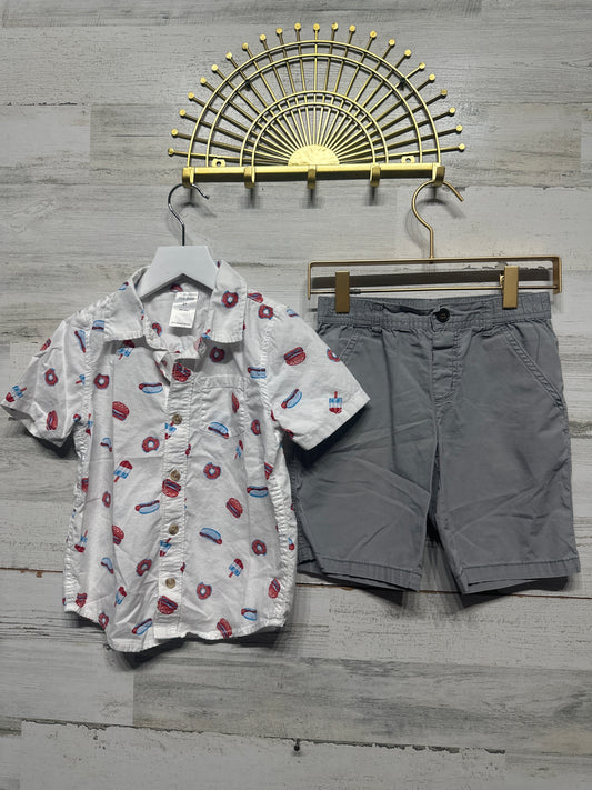 Boys Size 5t Okie Dokie Shirt/Gymboree Shorts Outfit Set (2 Pieces) - Very Good Used Condition