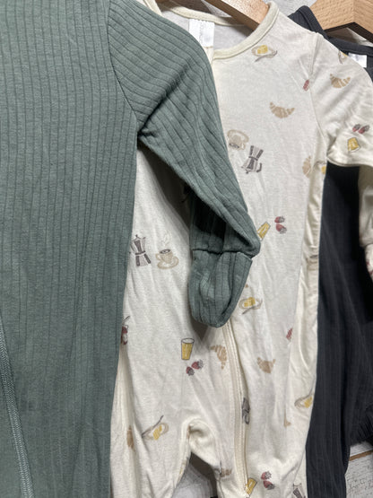 Bamboo Modern Moments Sleeper Lot - 3 Pieces - Size 0-3m - VGUC