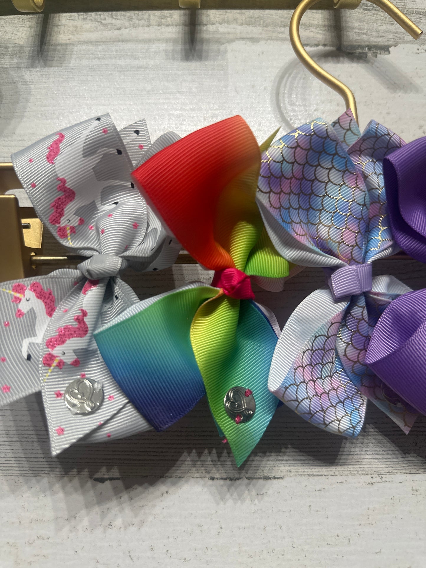 4.5” Lot of Hair Bows on Alligator Clips (Set of 6) - Good Used Condition