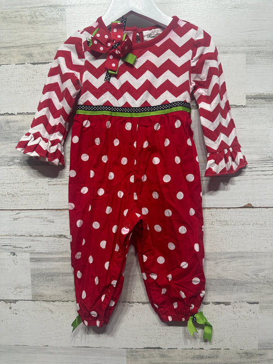 Girls Size 18m Rare Editions Red and White Romper - Play Condition**