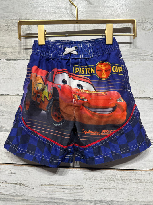 Boys Preowned Size 2t Disney Pixar Cars Lightning Mcqueen Swim Trunks - Good Used Condition