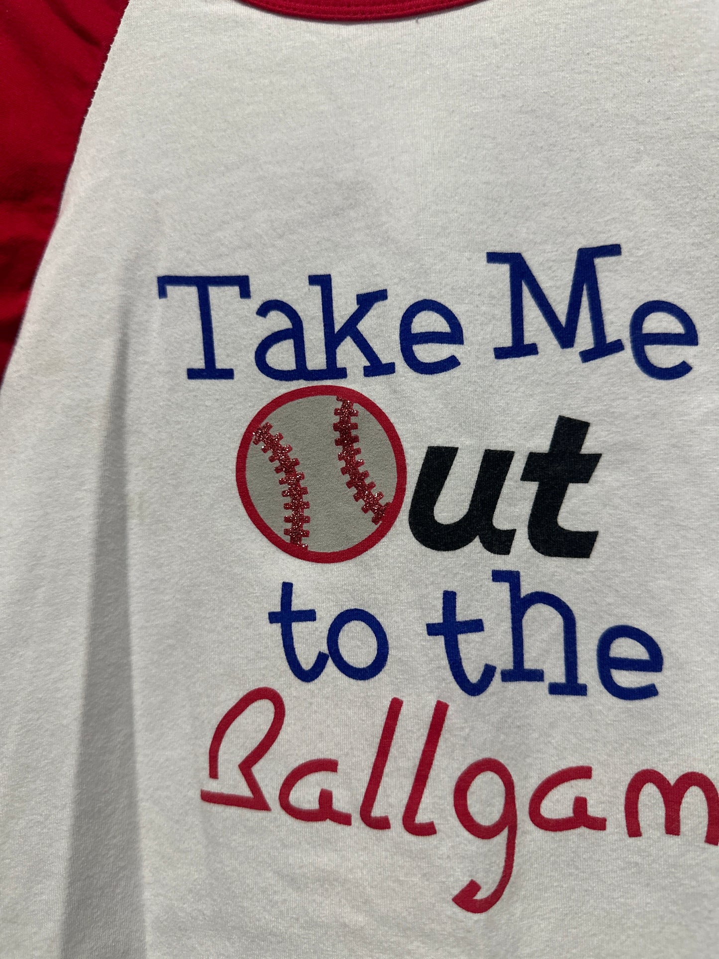 Girls Size 7-8 Take Me Out To The Ball Game Shirt - Good Used Condition