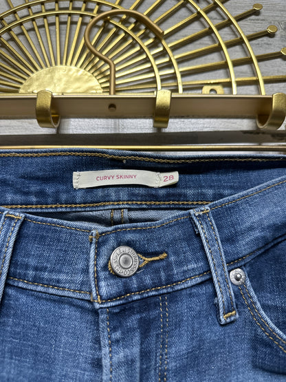 Women's Size 28 (Size 6) Levi's Curvy Skinny Distressed Jeans - Good Used Condition