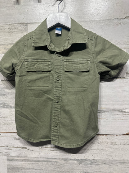 Boys Size 2t Old Navy Olive Button Up Shirt - Very Good Used Condition