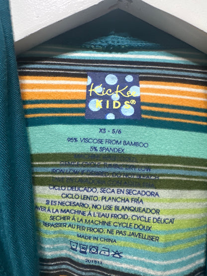 Boys Size 5/6 (XS) Kickee Pants Bamboo Striped Hooded Shirt - Good Used Condition