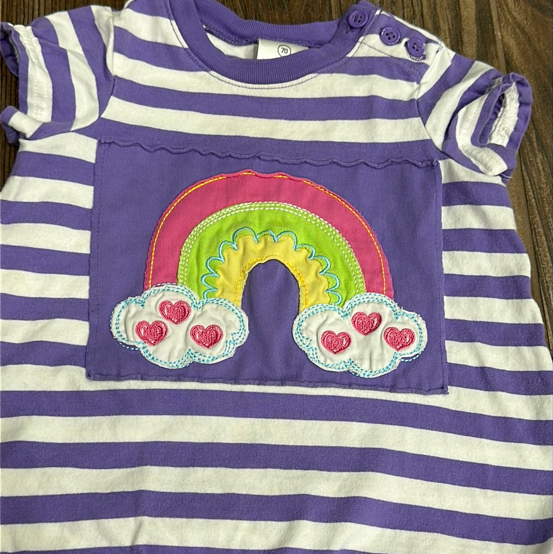 Girls Size 6-12m Hanna Andersson Rainbow Applique Bubble - Play Condition