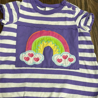 Girls Size 6-12m Hanna Andersson Rainbow Applique Bubble - Play Condition