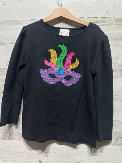 Girls Size 10 Blanks Boutique Mardi Gras Mask Applique Shirt - Good Used Condition