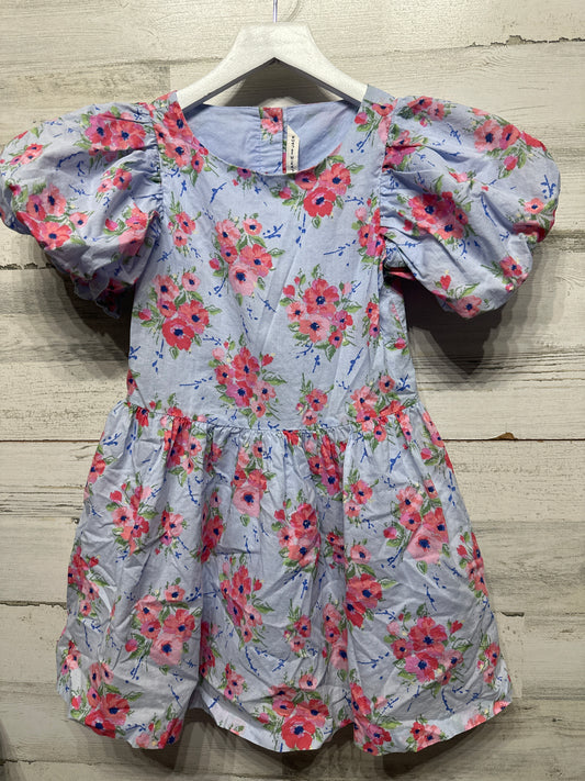 Girls Size 7 Janie and Jack Floral Puffed Sleeve Dress- Very Good Used Condition