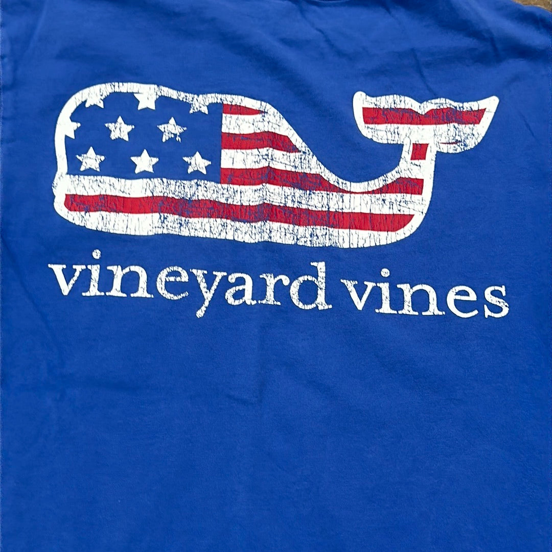 Women's Size XS Vineyard Vines Red White and Blue Whale Tee - Good Used Condition