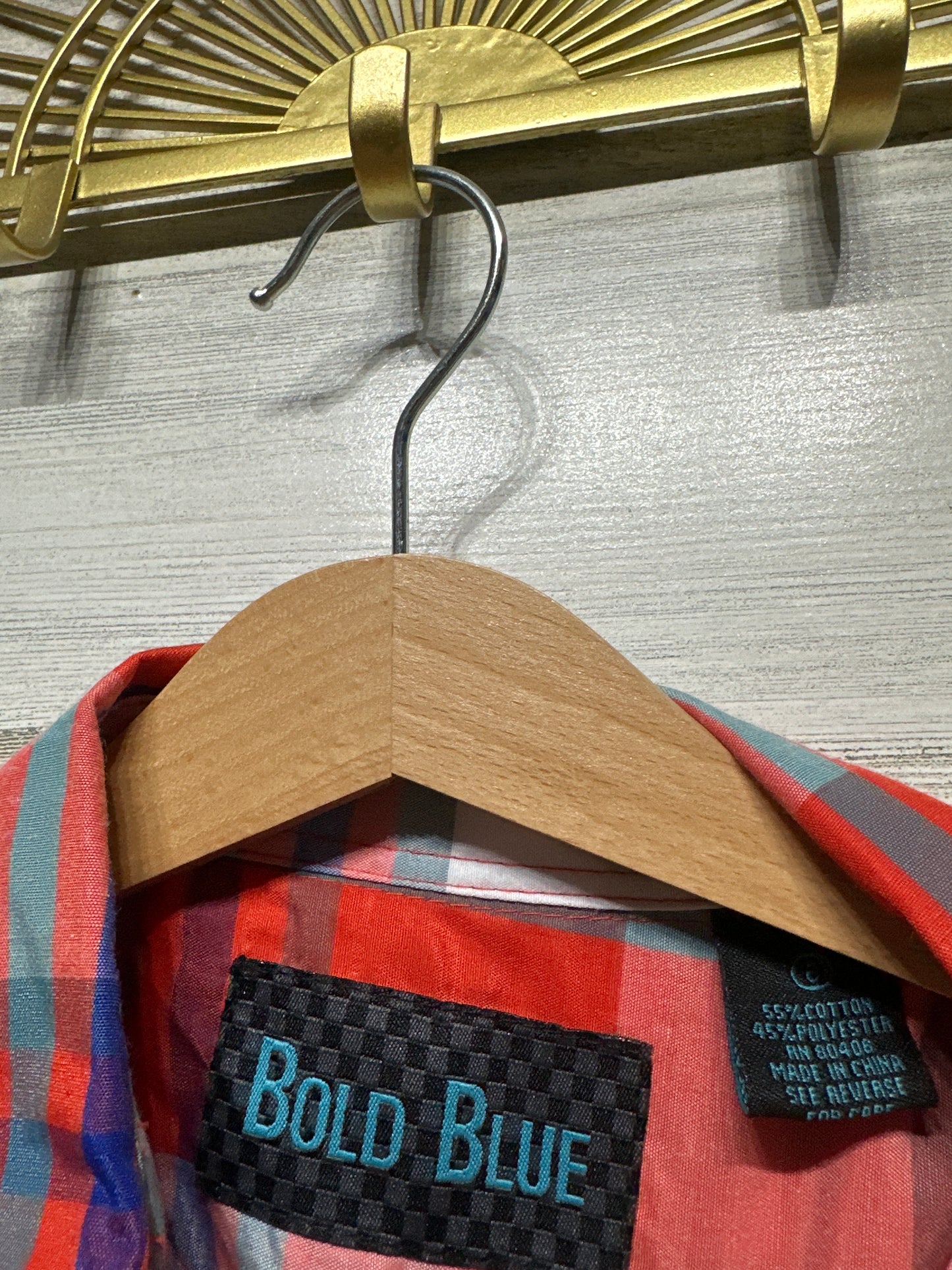 Boys Size 6 Bold Blue Plaid Button Up Shirt - Very Good Used Condition