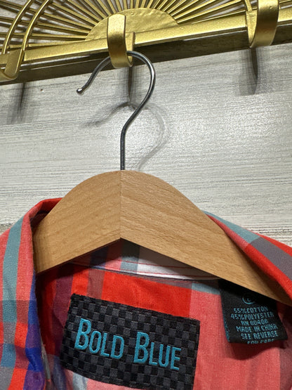 Boys Size 6 Bold Blue Plaid Button Up Shirt - Very Good Used Condition