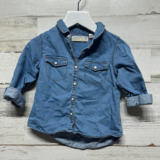 Girls Size 18-24m Zara Denim Button Up Shirt  - Very Good Used Condition