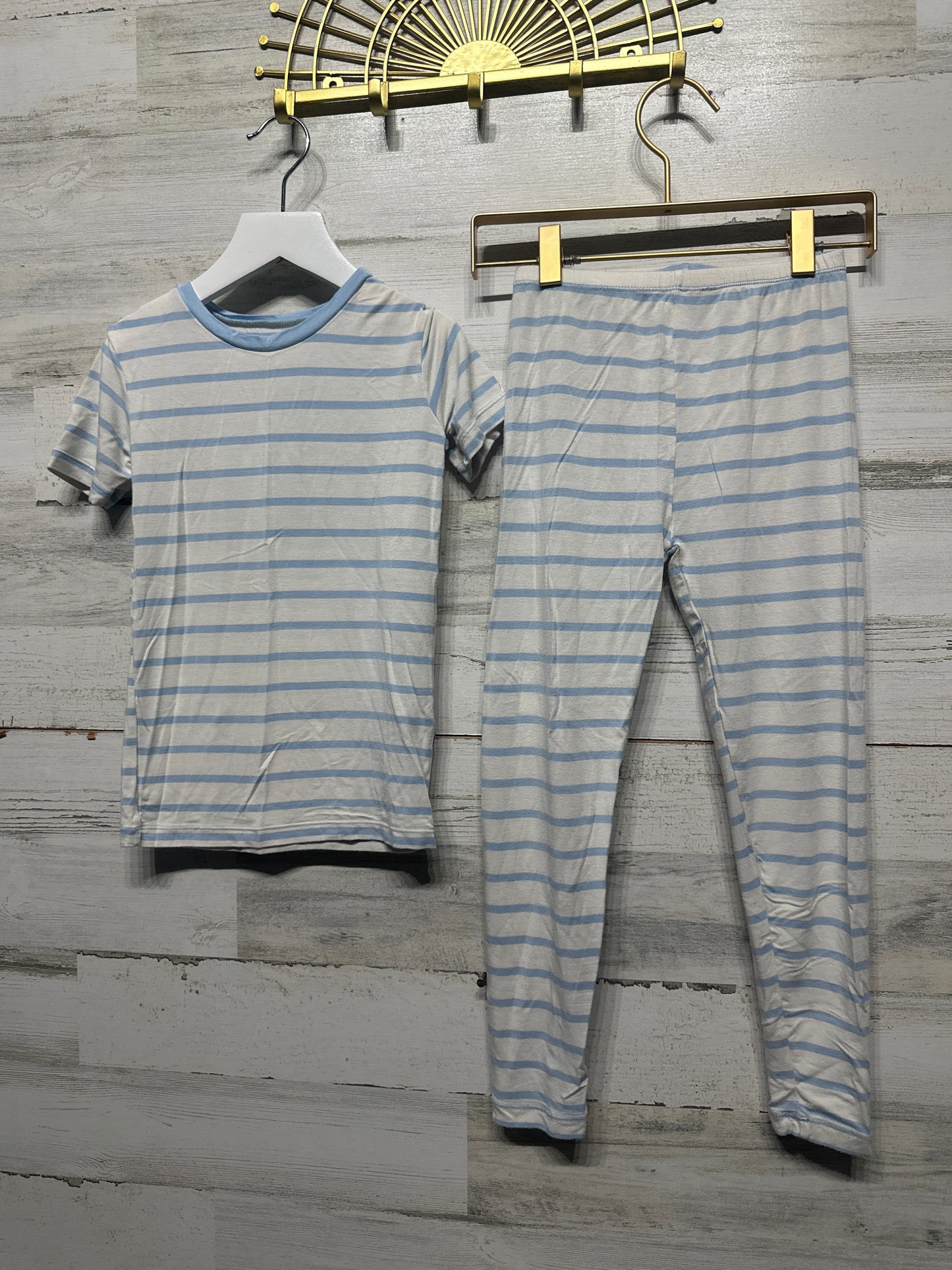 Boys Size 8 (Fitted) Kickee Pants Bamboo Striped Pajama Set - Good Used Condition