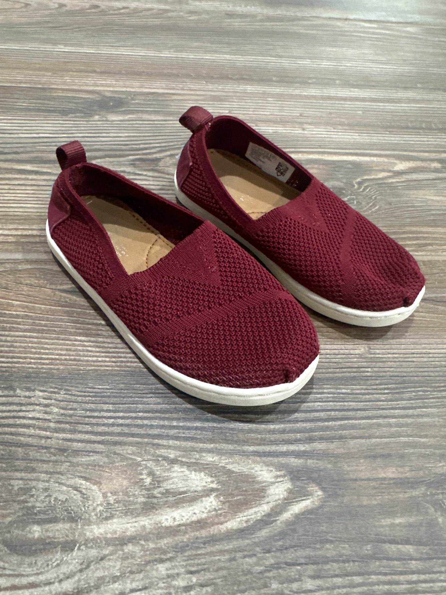 Size 9 Toddler Toms Maroon Slip On Shoes - Very Good Used Condition