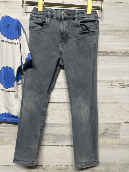 Zara Size 5/6 Puffer Fish Shirt and Grey Adjustable Waist Jeans GUC