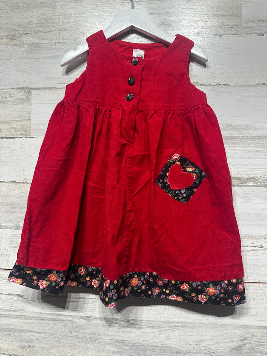 Girls Preowned Vintage Size 2t Ruth of Carolina Made in the USA Red Cord Dress - Good Used Condition