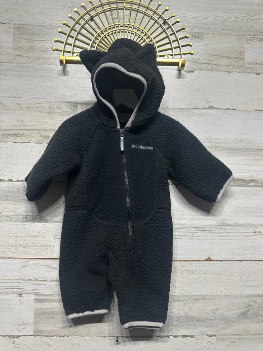 Columbia Fleece Black Hooded Bunting Suit - Infant Size 0-3m - Good Used Condition