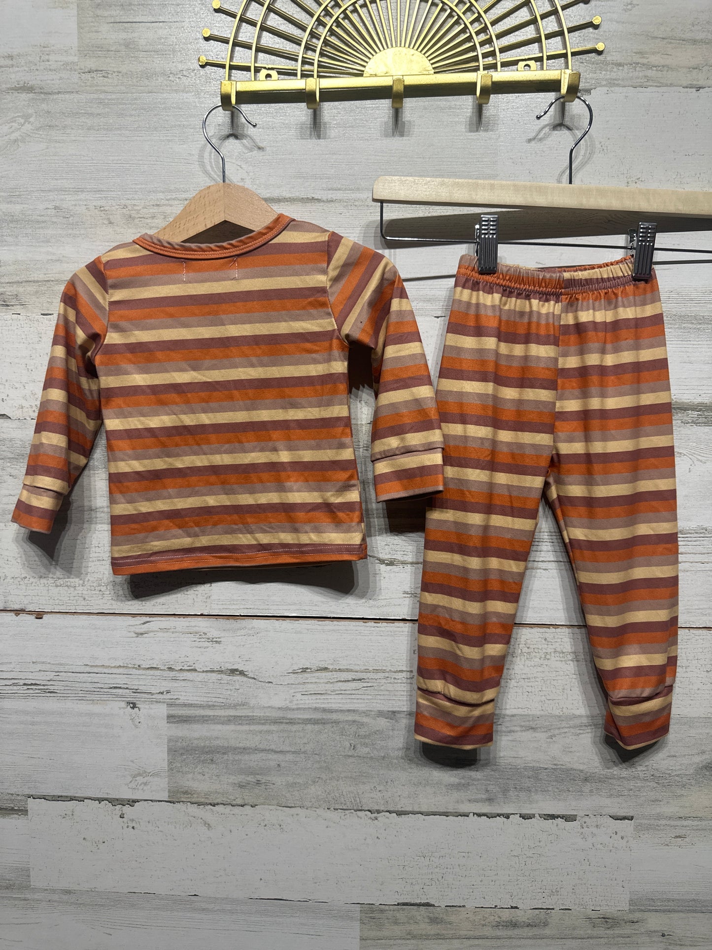 Boys Preowned Size 12-18m Addy’s Attic Striped PJ Set  - Good Used Condition