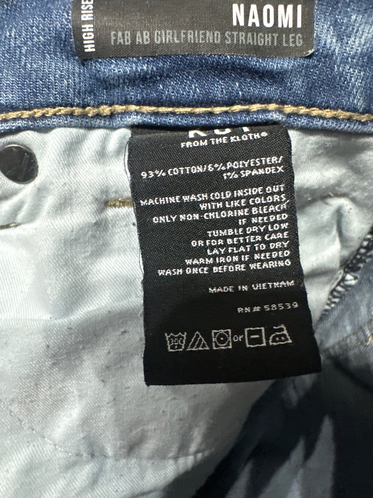 Women's Size 10 Kut from the Kloth Naomi High Rise Straight Jeans - Very Good Used Condition