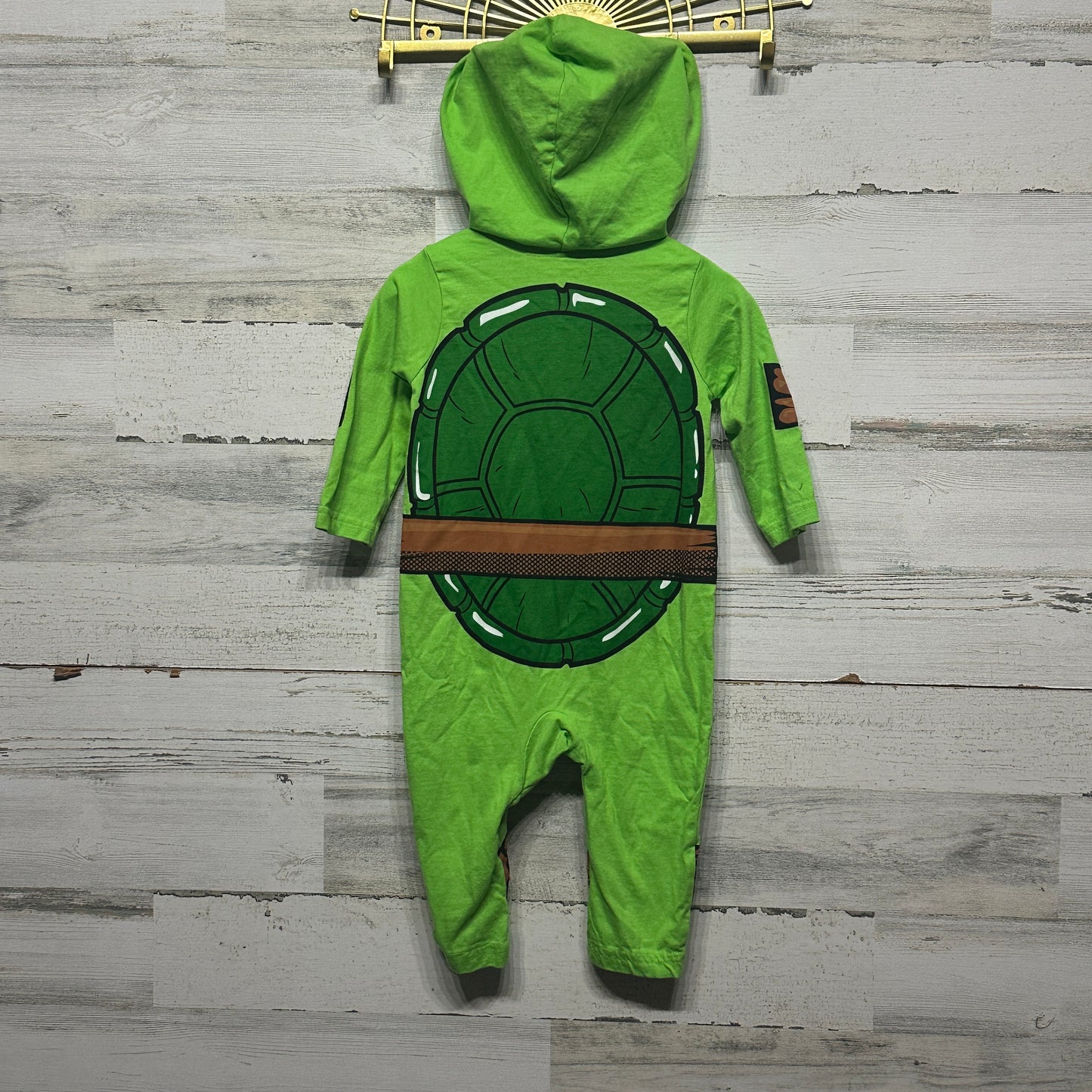 Boys Size 6-12m Nickelodeon Ninja Turtle Hooded Romper - Good Used Condition