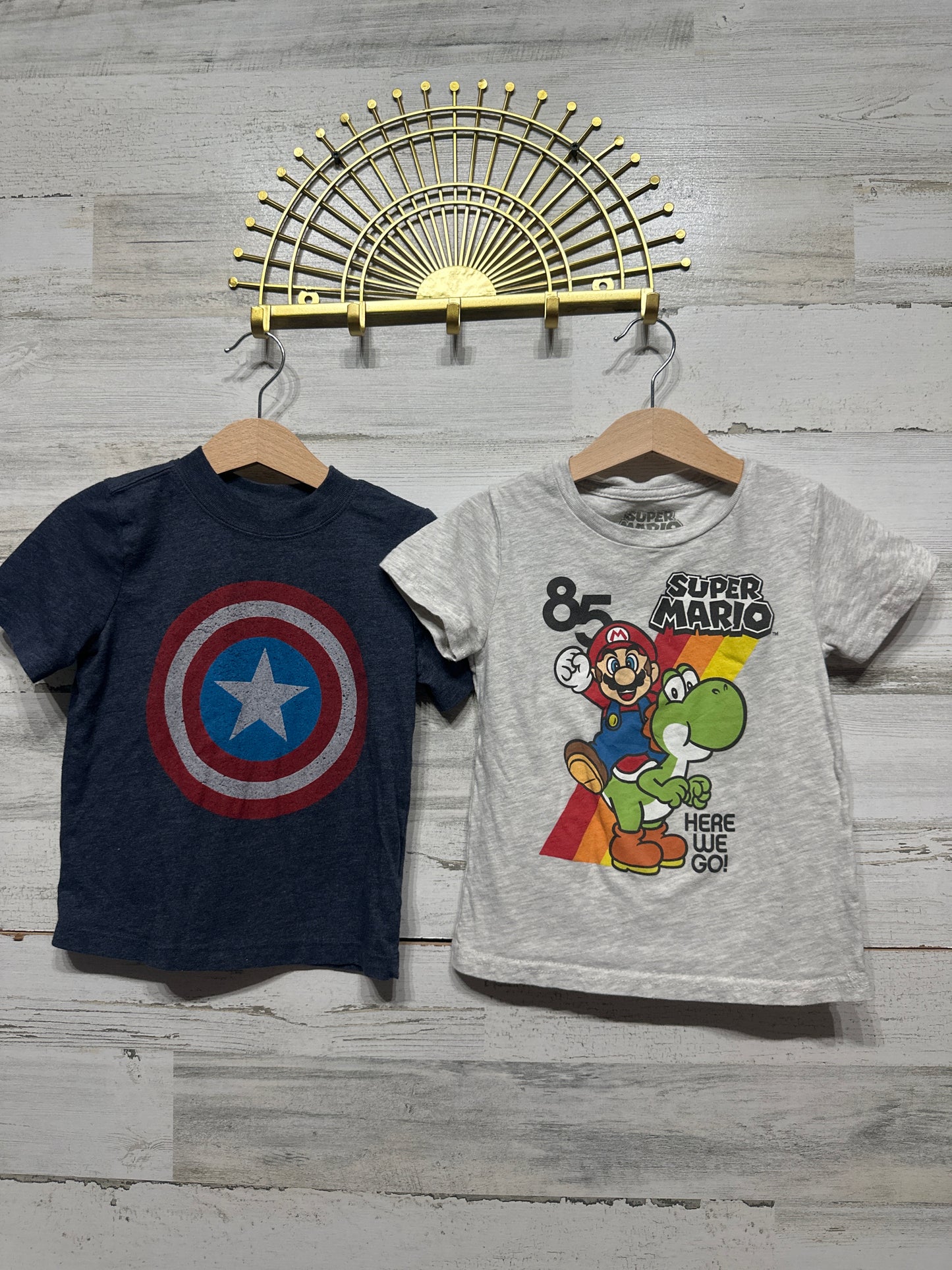 Boys Preowned Size 3t Captain America and Mario T-Shirts - Good Used Condition