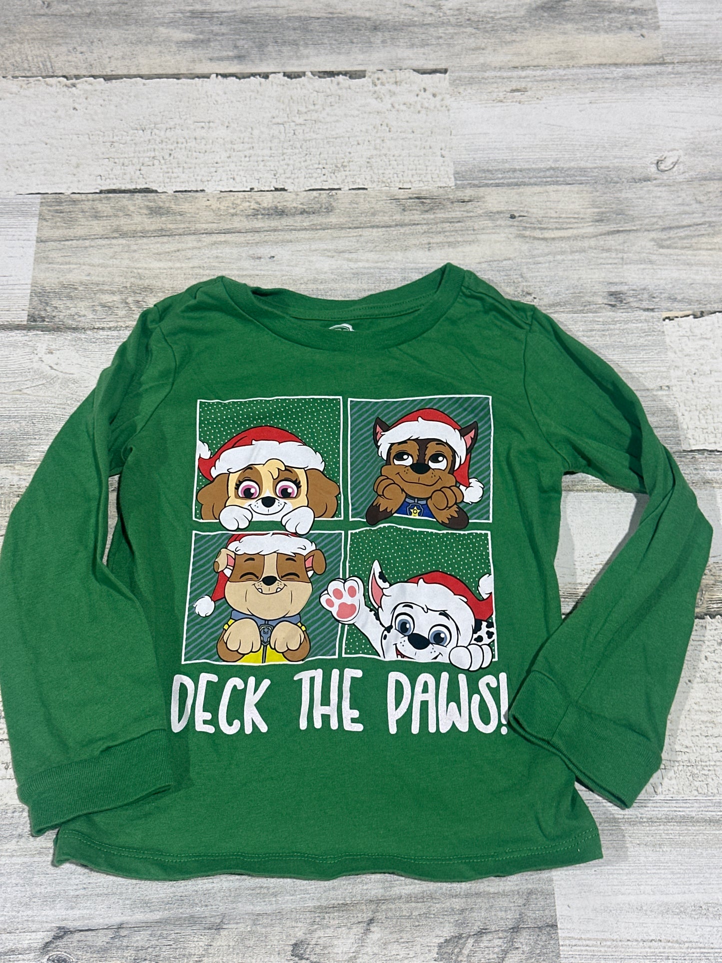 Paw Patrol Holiday Deck The Paws Shirt - Girls Size 4t - Very Good Used Condition