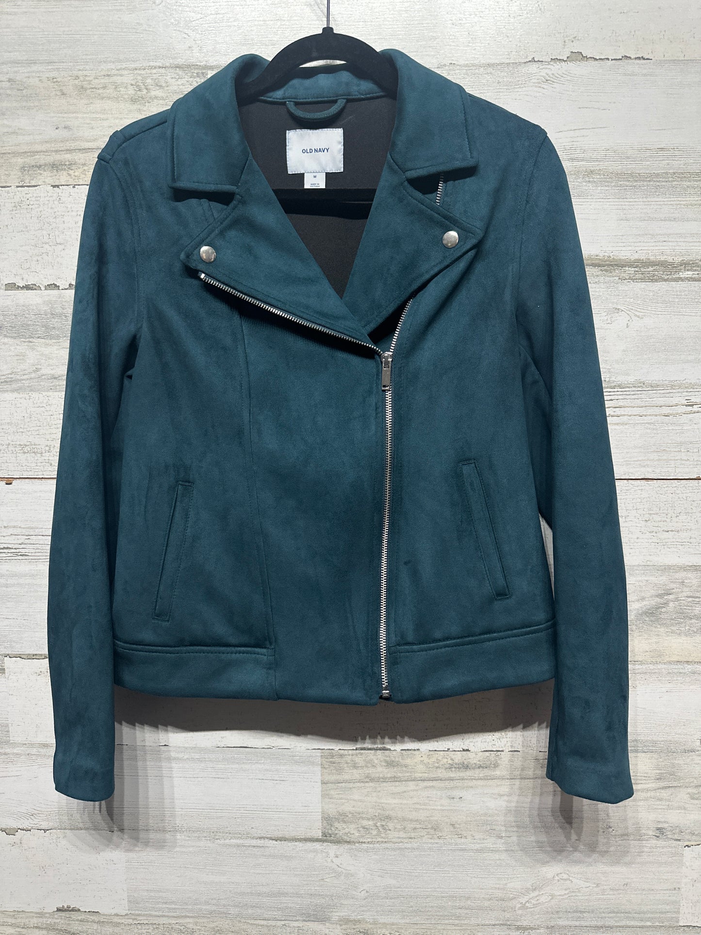 Women’s Medium Old Navy Faux Suede Turquoise Jacket - Very Good Used Condition