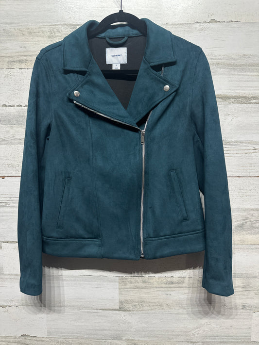 Women’s Medium Old Navy Faux Suede Turquoise Jacket - Very Good Used Condition