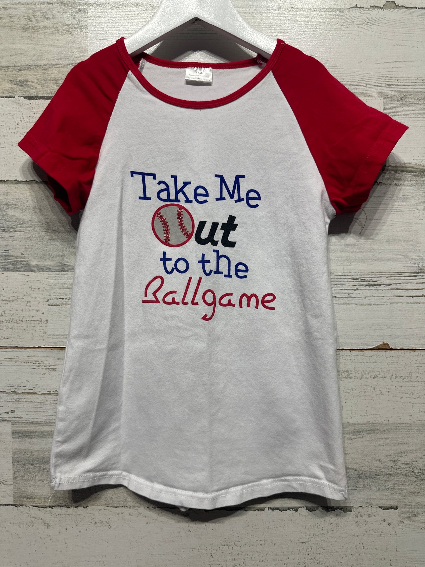 Girls Size 7-8 Take Me Out To The Ball Game Shirt - Good Used Condition