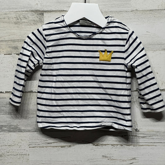 Girls Size 9-12m Striped Crown Applique Shirt - Good Used Condition