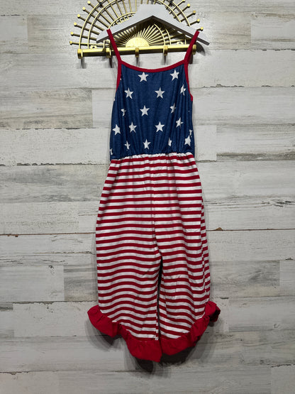 Girls Size 8-9 Red White and Blue Romper - Good Used Condition