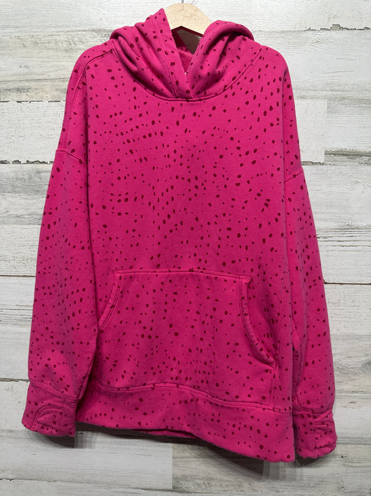 Girls Size 12 (Large) Athleta Girl Pink Spotted Oversized Hoodie (With Thumbholes)  - Very Good Used Condition