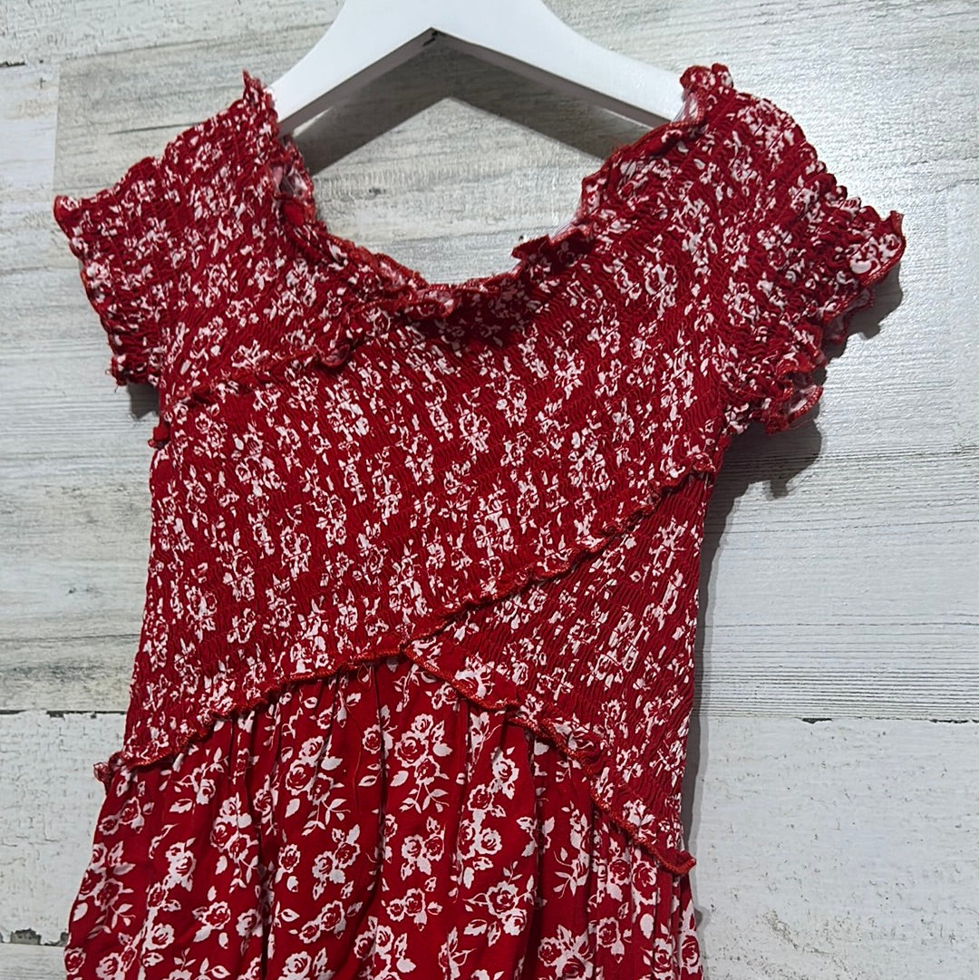 Girls Size 12 Sunset Sky red floral dress - very good used condition