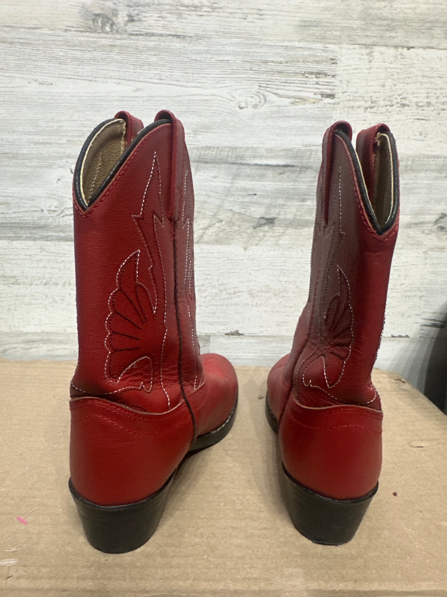 Masterson Boot Company Kids Size 3 Red Leather Cowboy Boots Western Rodeo GUC
