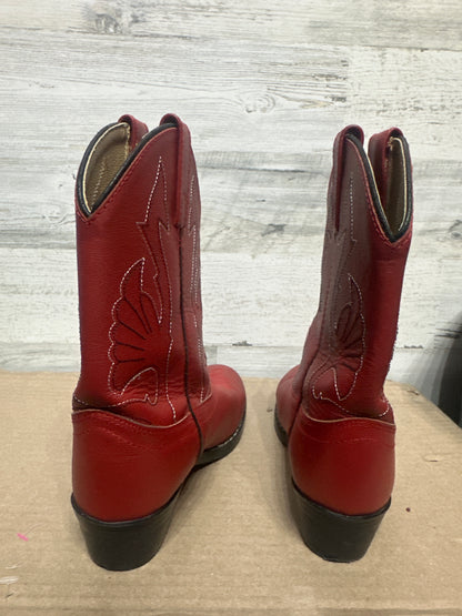 Masterson Boot Company Kids Size 3 Red Leather Cowboy Boots Western Rodeo GUC