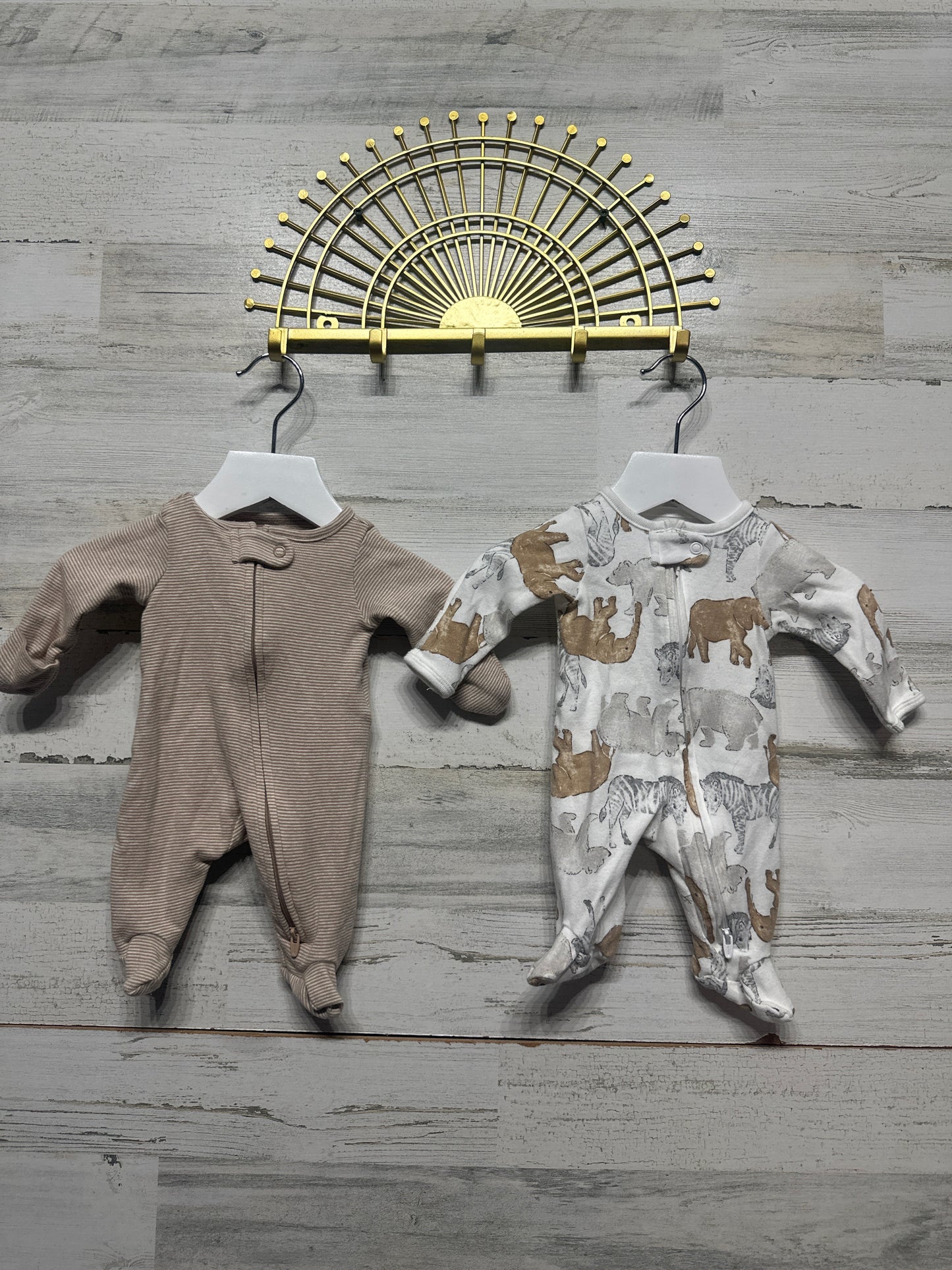 Size Preemie Carter's Child of Mine Cotton Footed Sleeper Lot (2 pieces) - Very Good Used Condition